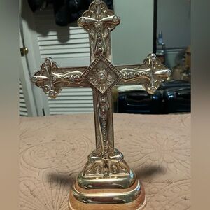 Vintage Royal Limited Silver Plated Cross With Clear Crystal Accents